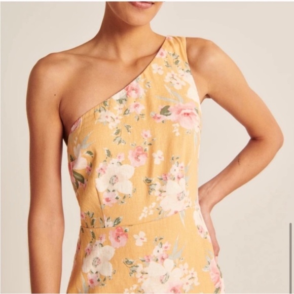 NWT Abercrombie & Fitch one shoulder floral mini dress Size Large Tall - Picture 2 of 12